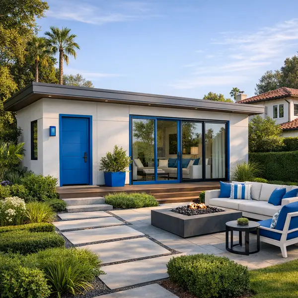 Modern detached ACESSORY DWELLING UNITS – ADU in a landscaped Beverly Hills backyard with luxury details