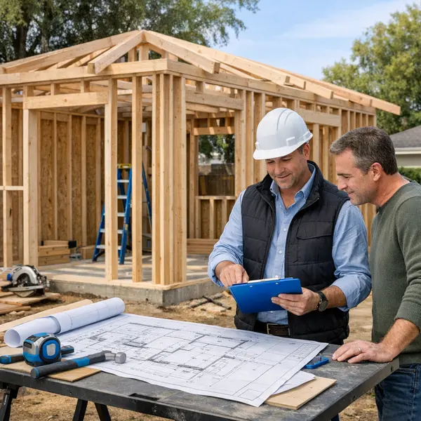 Partially built ACESSORY DWELLING UNIT – ADU in a Winnetka backyard, showing collaborative planning and construction.