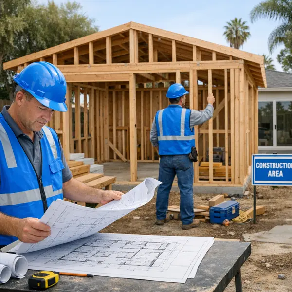 Partially built ACESSORY DWELLING UNITS – ADU showing complex construction in a Los Angeles backyard