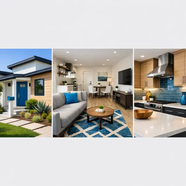 Grid showing new home, garage conversion, and kitchen remodel completed by Alvapareen Construction for ACESSORY DWELLING UNITS – ADU clients.