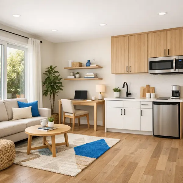 Modern ACESSORY DWELLING UNITS – ADU interior in Tarzana featuring flexible living and kitchenette.