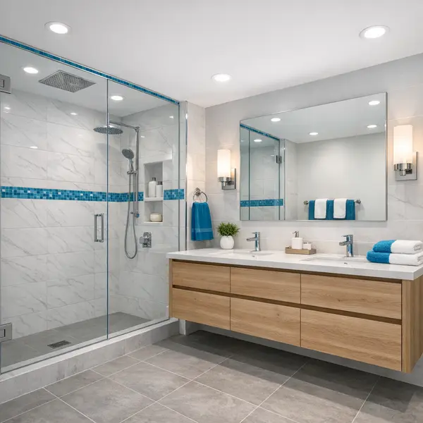Remodeled Winnetka bathroom with walk-in shower, modern vanity, and quality bathroom remodeling details.