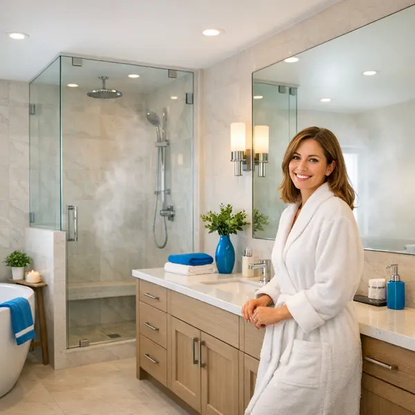 Contemporary bathroom remodeling in Beverly Hills with custom cabinetry, tile, and relaxing homeowner experience