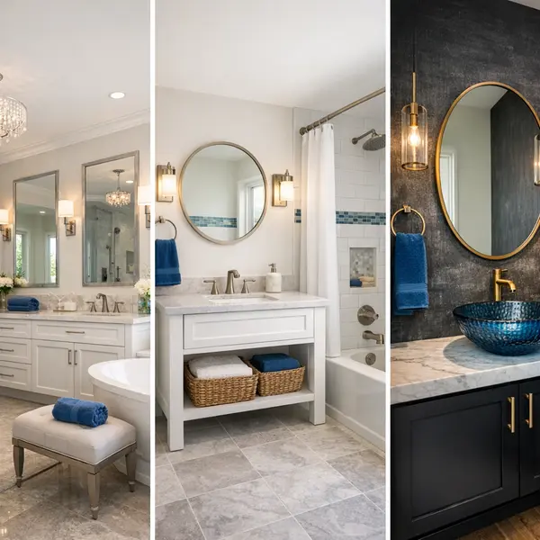 Cohesive bathroom remodeling featuring powder room, guest bath, and primary suite in Beverly Hills home