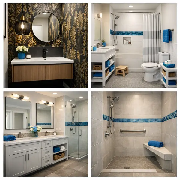 Four remodeled Winnetka bathrooms showing different bathroom remodeling options and layouts for homeowners