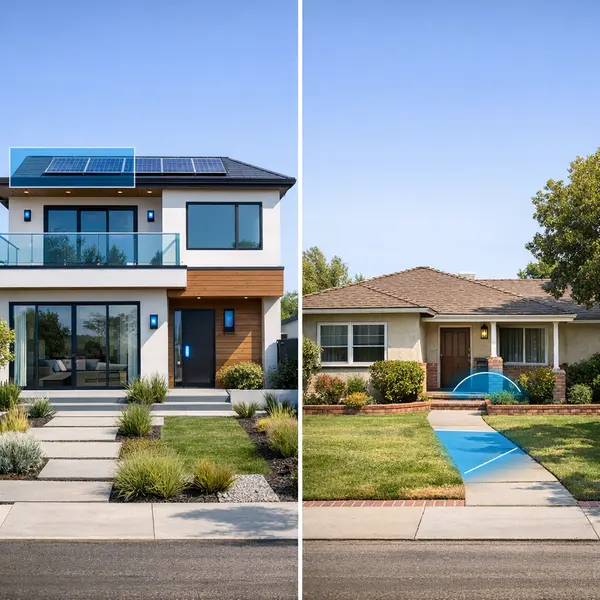 Modern new construction home and existing home comparison in Sherman Oaks highlighting customization and efficiency