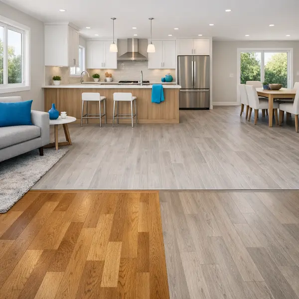 Modern interior with expertly installed hardwood and laminate flooring by floors services team