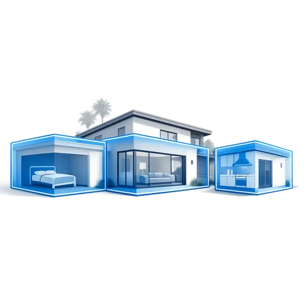 Conceptual illustration comparing garage conversions, room additions, and ADUs for Agoura Hills property owners