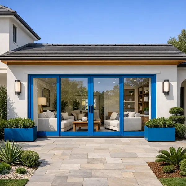 Modern Beverly Hills home exterior featuring seamless garage conversion with large windows and quality finishes.