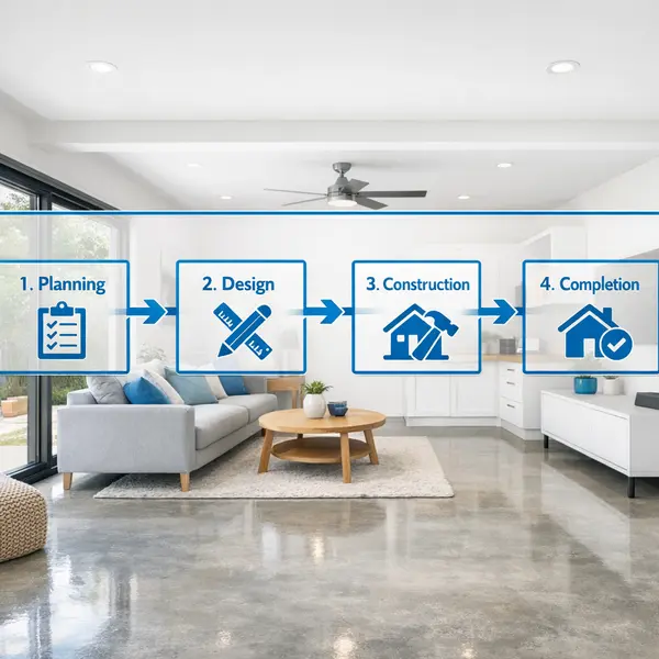 Modern garage conversion process visual with structured workflow in a Los Angeles home