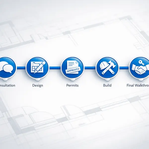 Visual step-by-step timeline showing the organized process for professional garage conversions