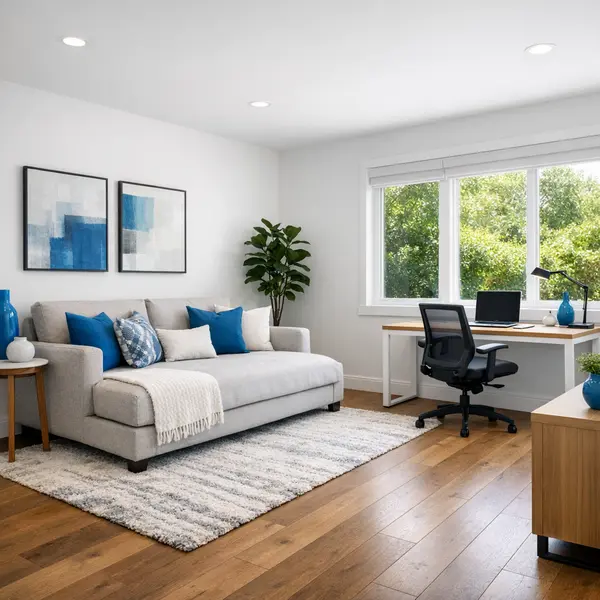 Spacious, sunlit garage conversion in Tarzana styled as a modern guest suite and home office