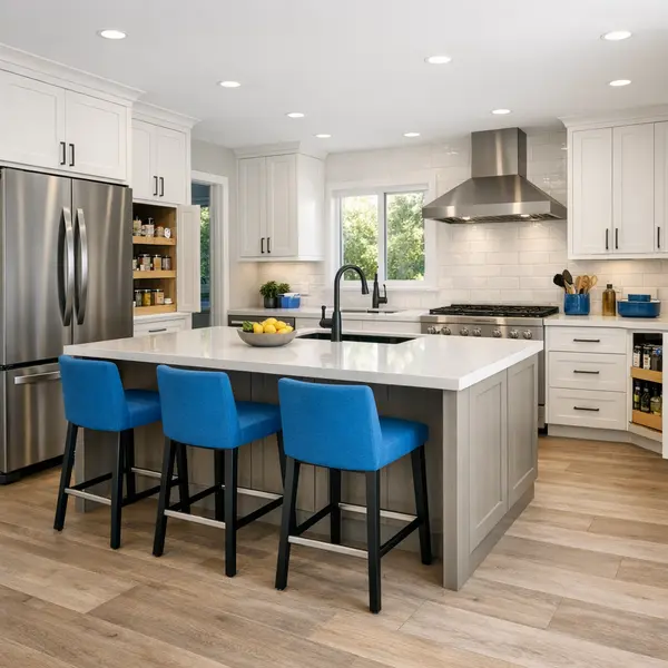 Contemporary kitchen remodeling project in Sherman Oaks with open layout, smart storage, and quality finishes.