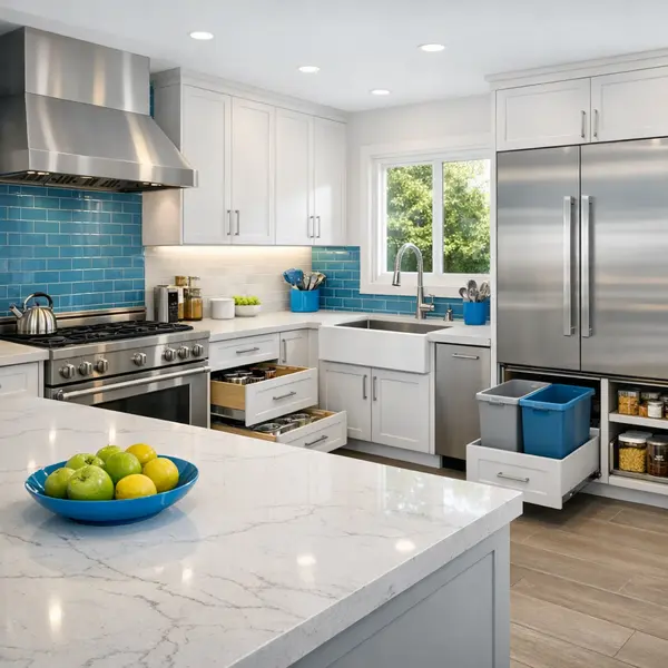 Contemporary remodeled kitchen with optimized storage, bright lighting, and ideal kitchen remodeling features throughout.