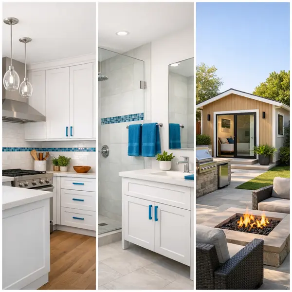 Gallery view of bathroom, backyard, and kitchen remodeling by Alvapareen Construction in Sherman Oaks.