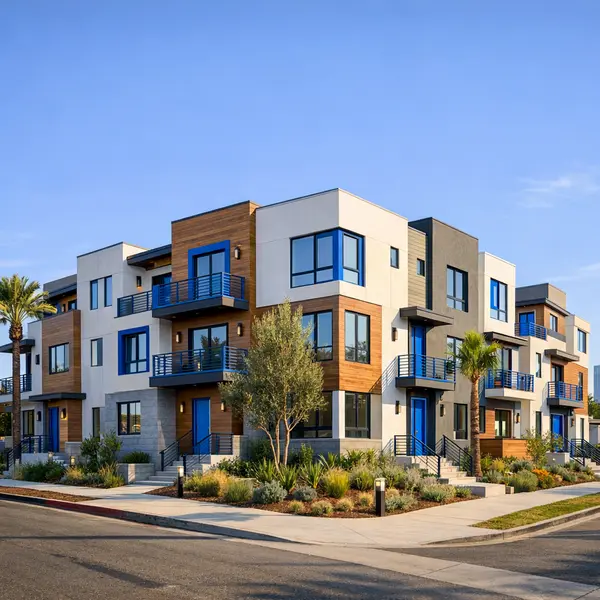 Modern multi-unit construction project in Los Angeles featuring contemporary architecture and cohesive design