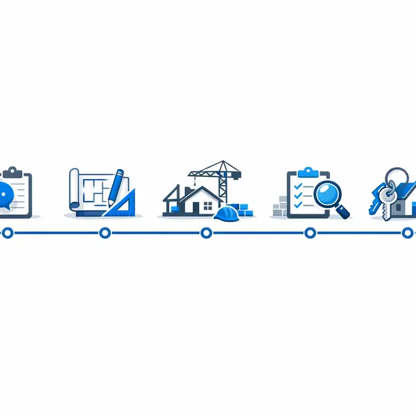 Infographic showing the structured new construction process steps by Alvapareen Construction