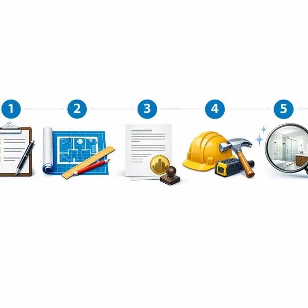 Bathroom remodeling process visualization infographic showing each step for Los Angeles homeowners