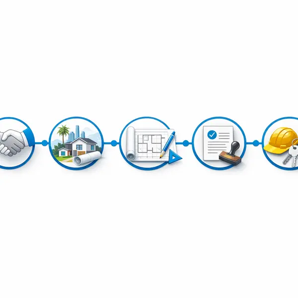 Infographic showing the new construction process at Alvapareen Construction for Sherman Oaks homeowners