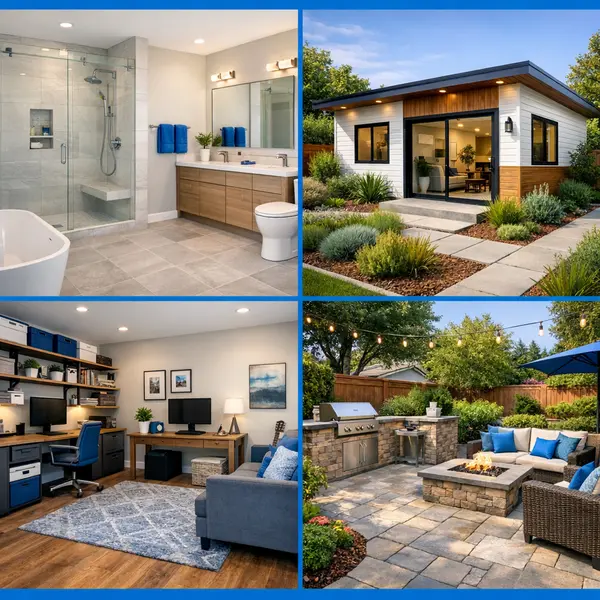 Grid display of kitchen remodeling-related projects in Agoura Hills including ADU, garage conversion, and backyard upgrades.