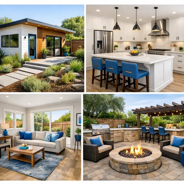 Collage showing a range of commercial and residential remodeling services by Alvapareen Construction