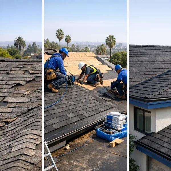 Three real-world roofing situations handled by our roofing services team, from repair to replacement.