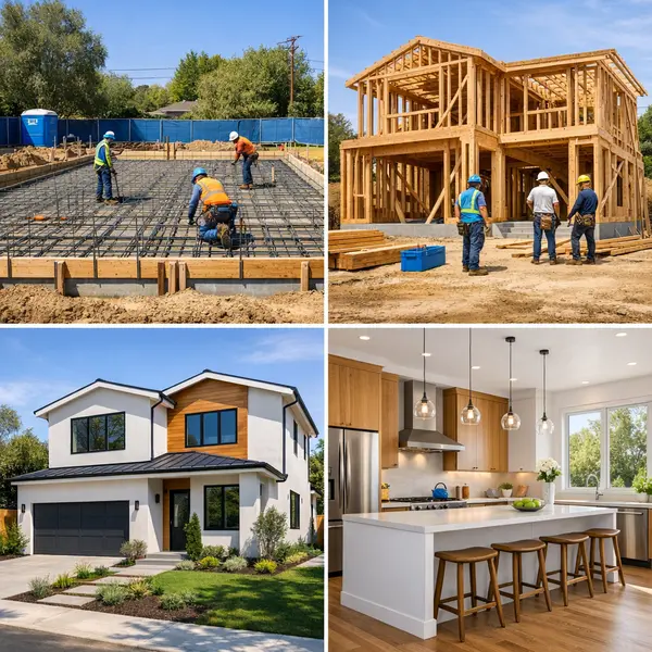 Stages of New Construction progress in Sherman Oaks from foundation to finished home by Alvapareen Construction