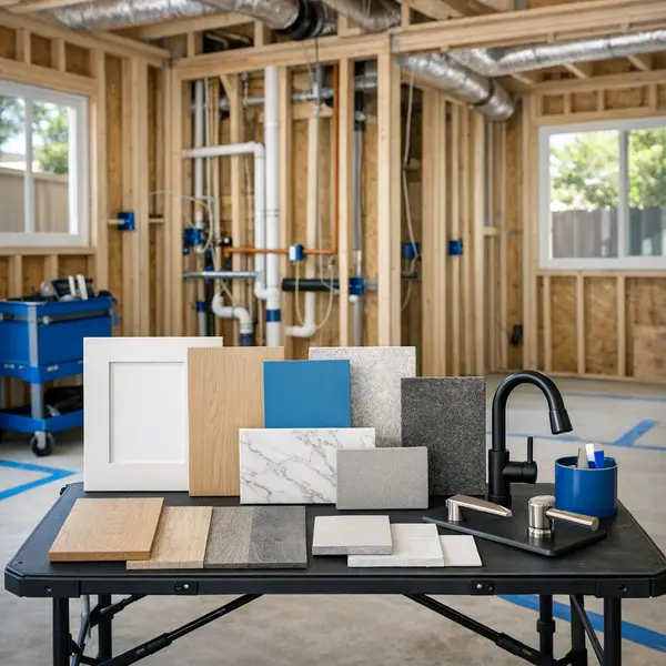 Residential ADU construction site showing detailed framing and utilities, supporting thorough ADU requirements planning.