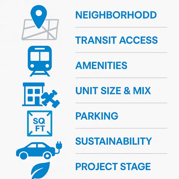 Infographic illustrating major factors influencing new construction apartments Los Angeles pricing and value.